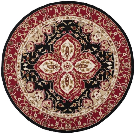 Safavieh 6 x 6 ft. Easy Care Hand Hooked Round Area RugBlack & Red EZC718B-6R